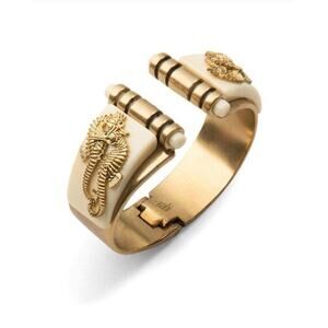 Cabi Seahorse Hinged Cuff Bangle Gold‎ Tone Clamper Style Gift Beach Sealife
